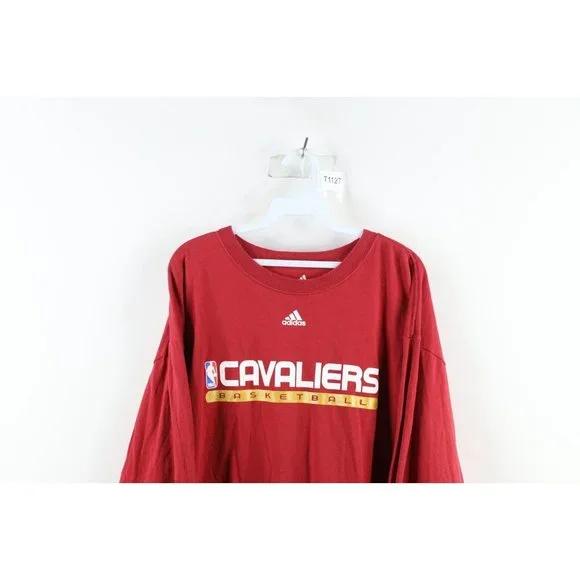 Vtg Adidas Mens 2XL Faded Cleveland Cavaliers Basketball Long Sleeve T-Shirt Red - Picture 2 of 9